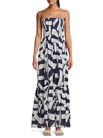 Olen Graphic Brushstroke Cotton Voile Dress