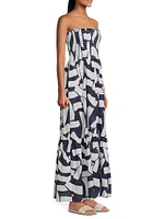 Olen Graphic Brushstroke Cotton Voile Dress