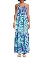Abstract-Print Halter Cover-Up Maxi Dress