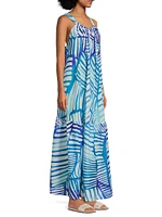 Abstract-Print Halter Cover-Up Maxi Dress