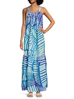 Abstract-Print Halter Cover-Up Maxi Dress