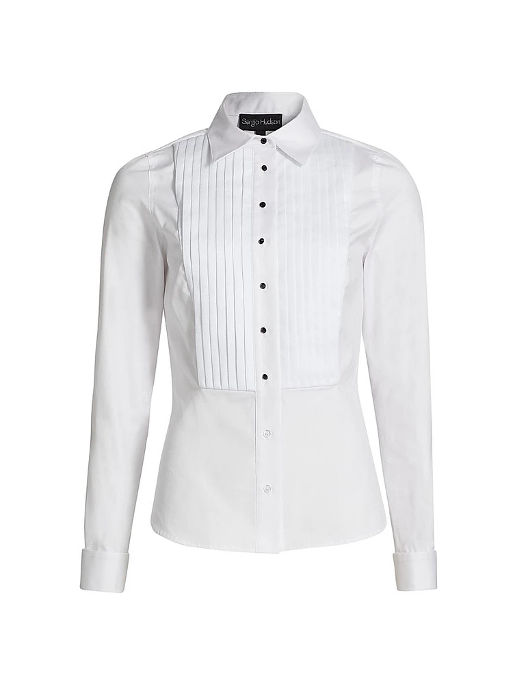 Pleated Tuxedo Cotton Shirt
