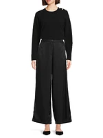 Perinus Twill Wide-Leg Trousers