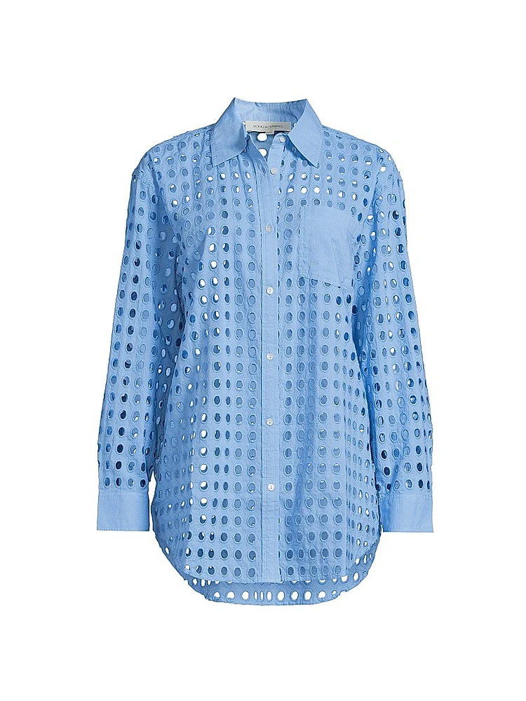 The Oxford Eyelet Cotton Long-Sleeve Top