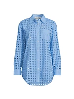The Oxford Eyelet Cotton Long-Sleeve Top