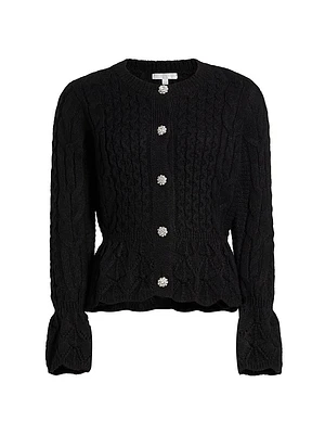 Cable-Knit Crewneck Cardigan