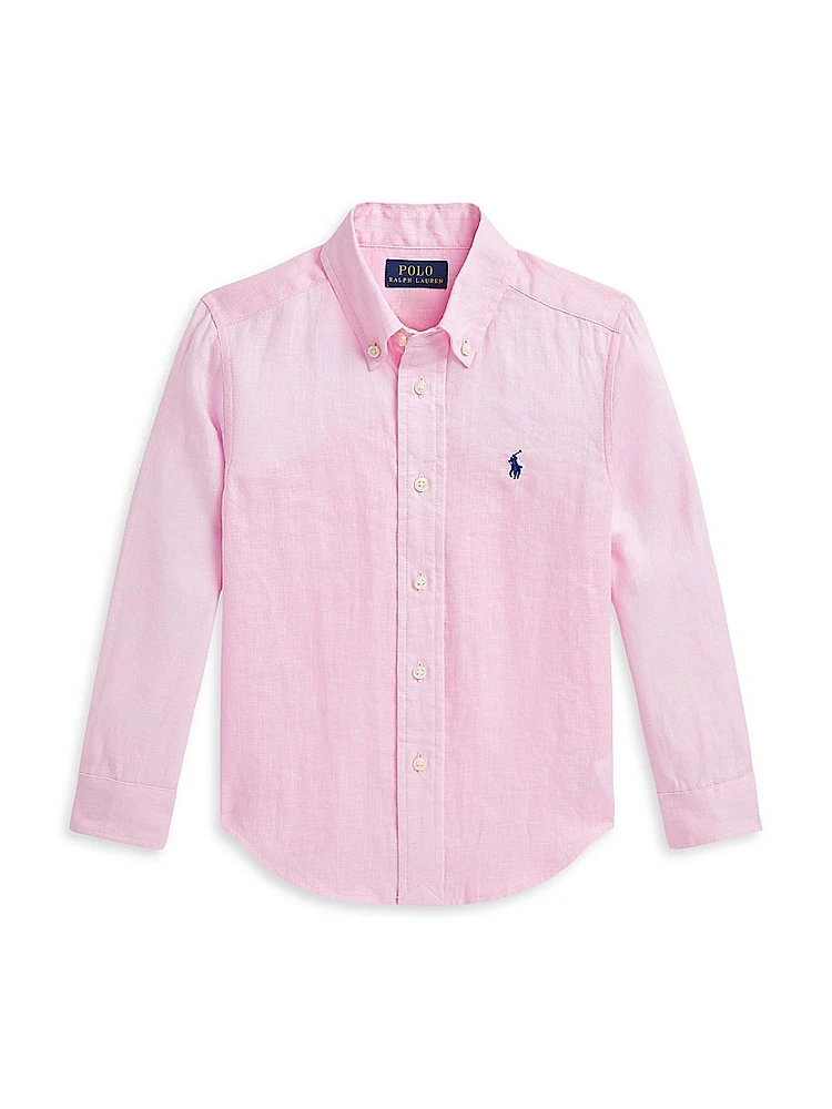 Little Boy's & Linen Button-Up Shirt