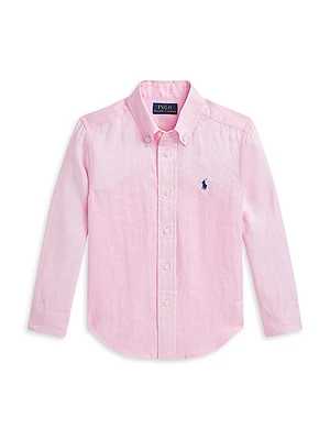 Little Boy's & Linen Button-Up Shirt