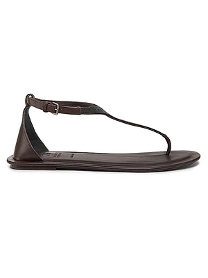 Monili Leather T-Strap Sandals
