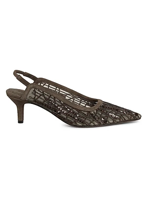Mesh Slingback Pumps
