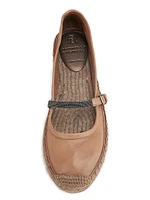 Monili-Embellished Leather Espadrilles