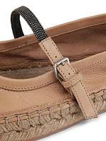 Monili-Embellished Leather Espadrilles