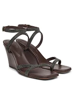80MM Monili Leather Wedge Sandals