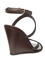 80MM Monili Leather Wedge Sandals