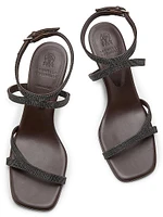 80MM Monili Leather Wedge Sandals