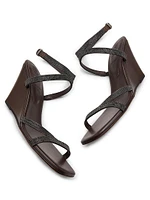 80MM Monili Leather Wedge Sandals