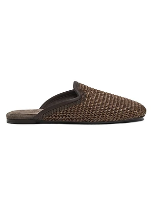 Woven Monili-Trim Slippers