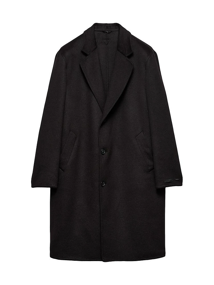 Single-Breasted Wool Blend Coat