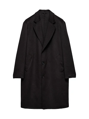 Single-Breasted Wool Blend Coat