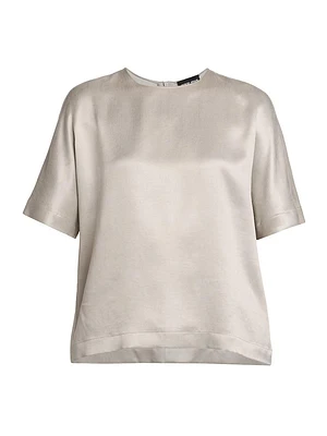Satin Short-Sleeve Blouse