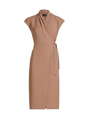Silk High Neck Wrap Dress