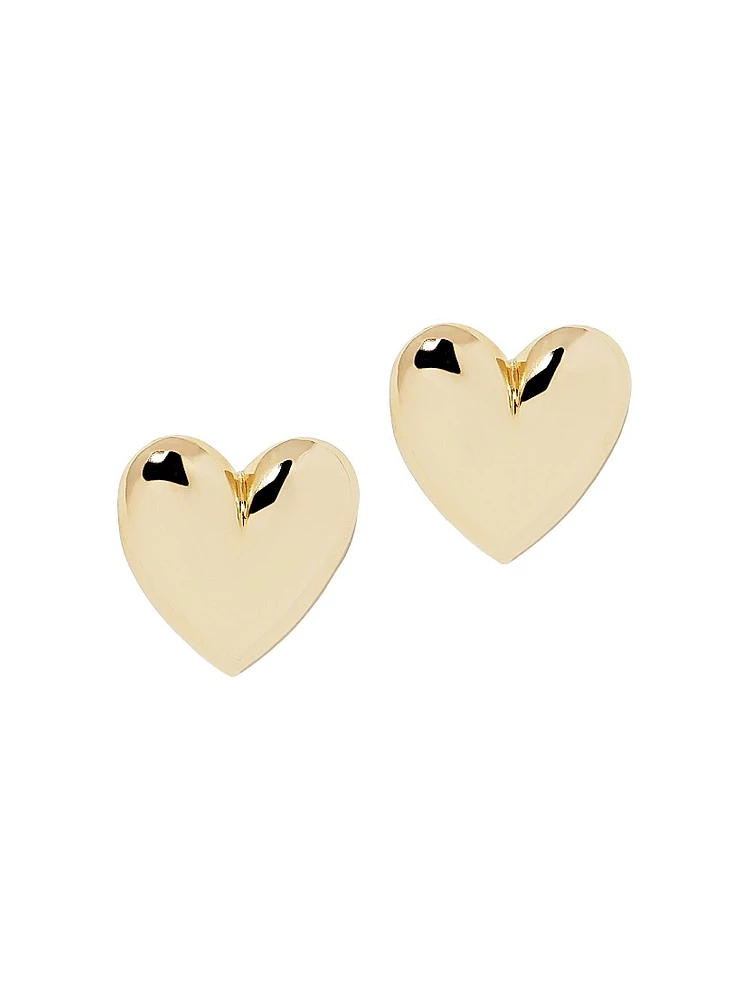 Puffy Heart 10K-Gold-Plated or Silvertone Stud Earrings