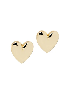 Puffy Heart 10K-Gold-Plated or Silvertone Stud Earrings