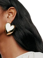 Puffy Heart 10K-Gold-Plated or Silvertone Stud Earrings