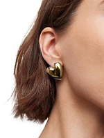 Puffy Heart 10K-Gold-Plated or Silvertone Stud Earrings