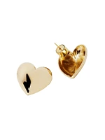 Puffy Heart 10K-Gold-Plated or Silvertone Stud Earrings