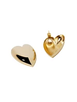 Puffy Heart 10K-Gold-Plated or Silvertone Stud Earrings