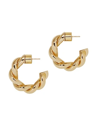 Twisted Lilly 10K-Gold-Plated Huggie Earrings