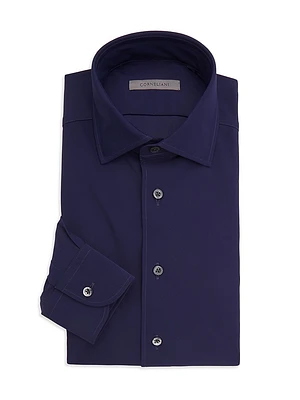 Stretch-Fabric Button-Front Shirt