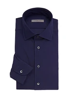 Stretch-Fabric Button-Front Shirt