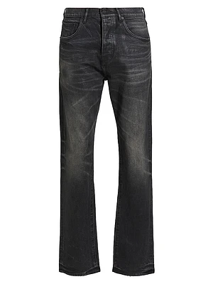 Double Dip Coated Straight-Leg Jeans