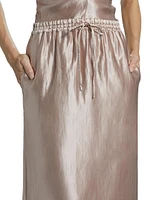 Liam Satin Drawstring Maxi-Skirt