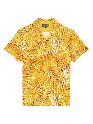 Palm Leaves Stretch Polo Shirt
