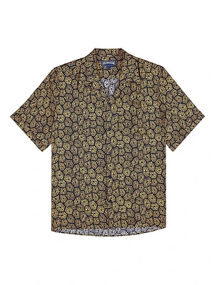 Geometric Carapaces Linen Camp Shirt