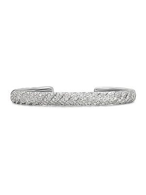 Sculpted Cable Cuff Bracelet in 18K White Gold