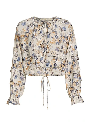 Umi Floral Tieneck Blouse