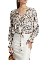 Umi Floral Tieneck Blouse