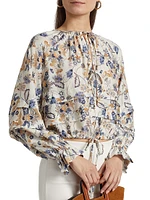 Umi Floral Tieneck Blouse