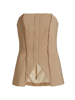 Liz Distressed-Seam Bustier Top
