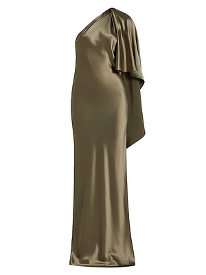 Lovell One-Shoulder Satin Gown