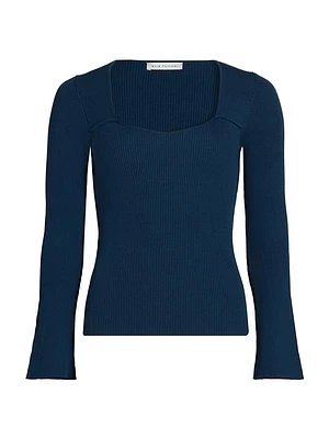 The Sydney Ribbed Long-Sleeve Sweetheart Top