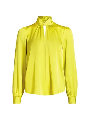Cora Satin Long-Sleeve Blouse