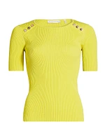 The Gemma Button-Shoulder Sweater Top