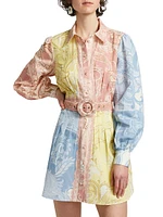 Fiza Colorblocked Belted Shirtdress