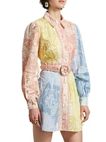 Fiza Colorblocked Belted Shirtdress