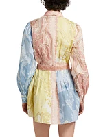Fiza Colorblocked Belted Shirtdress